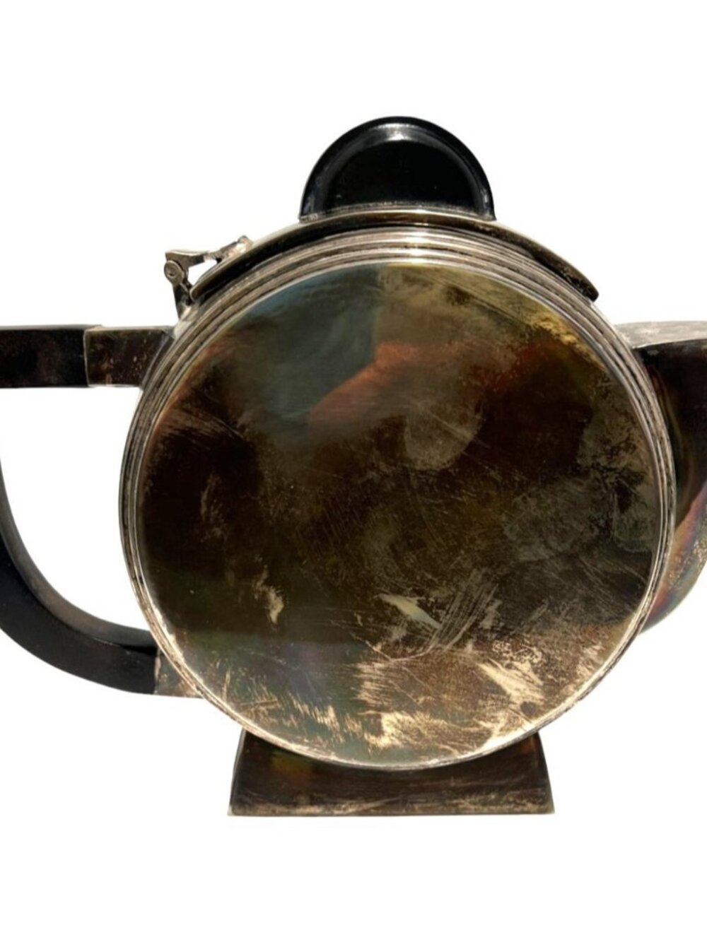Vintage silver plated teapot, Art Deco Style, black wood handle